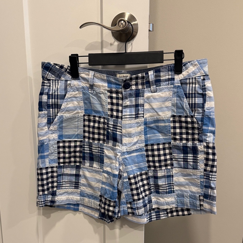 L.L. Bean Blue and White Plaid shorts favorite fit